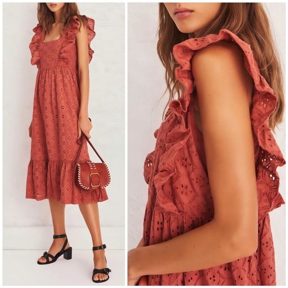 Ba&sh Eyelet Ruffle Rose Pink Dress - Picture 11 of 11